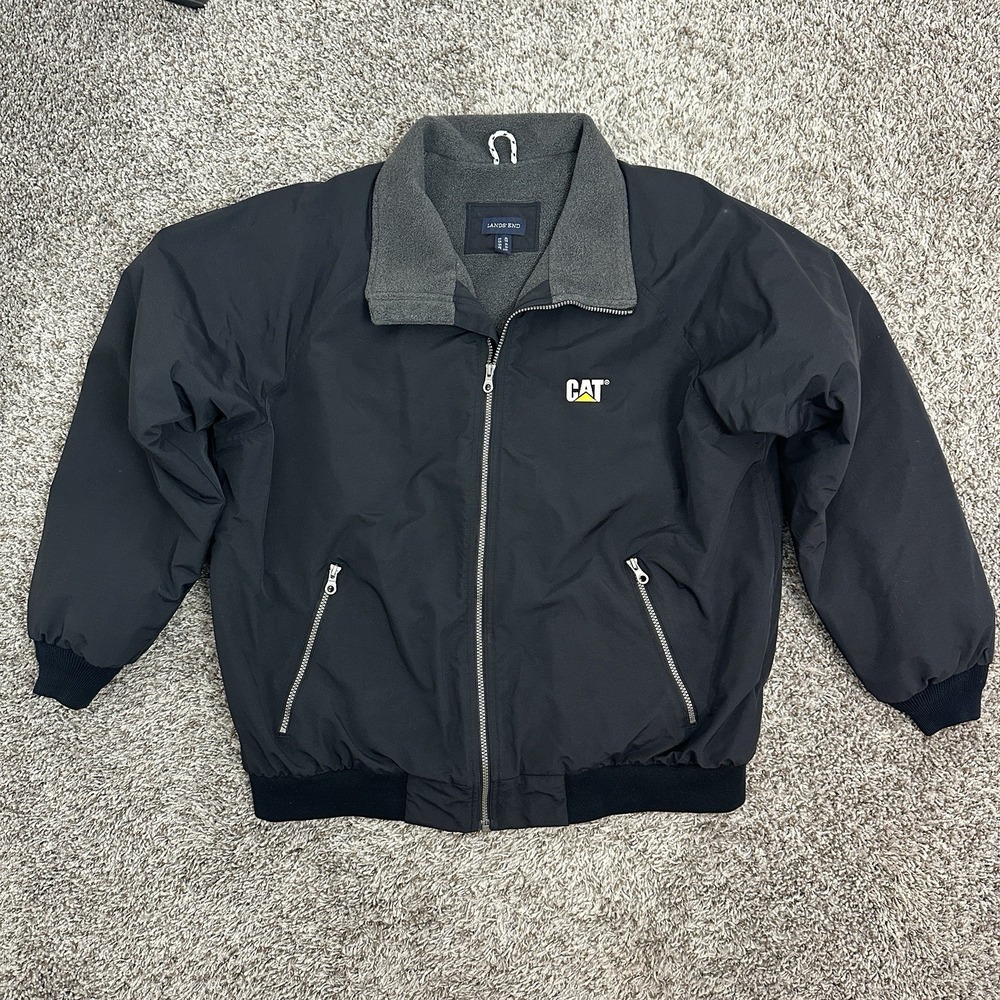 Lands End Classic Squall Jacket Men XL Navy Fleece Full Zip Embroidery Outdoors